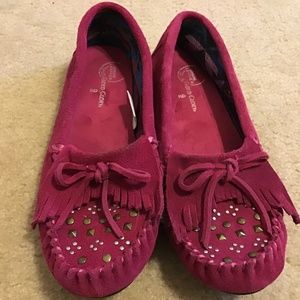 Faded Glory Moccasins  With Fringed Bow  Size 9